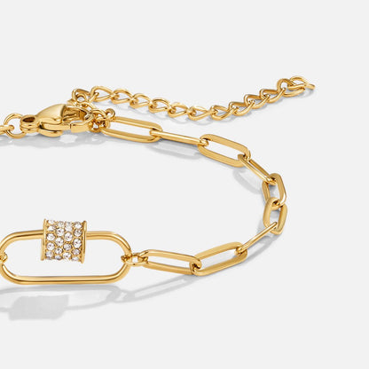 Crystal Paperclip Charm Bracelet Set