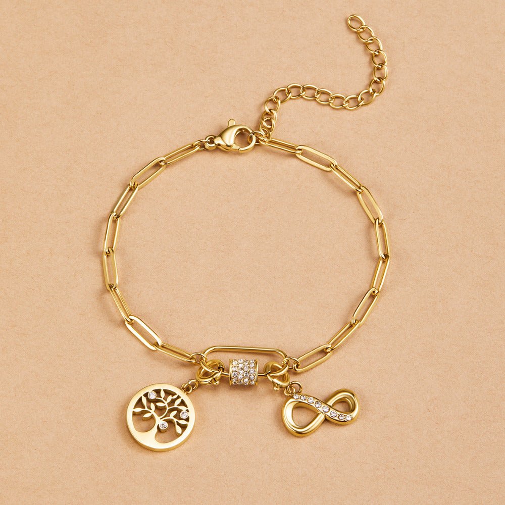 Crystal Paperclip Charm Bracelet Set