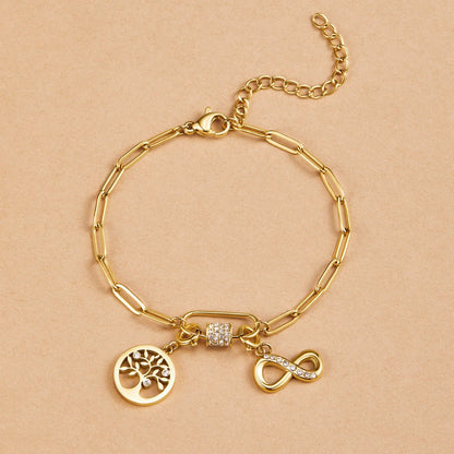 Crystal Paperclip Charm Bracelet Set