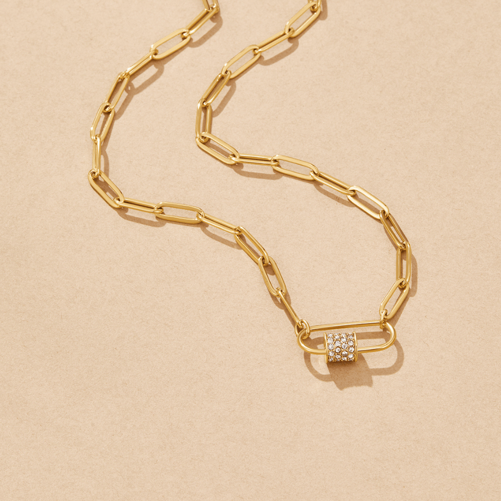 Crystal Paperclip Charm Necklace Set
