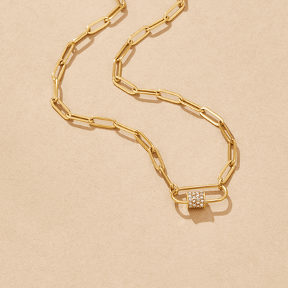 Crystal Paperclip Charm Necklace Set