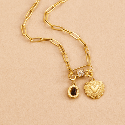 Crystal Paperclip Charm Necklace Set
