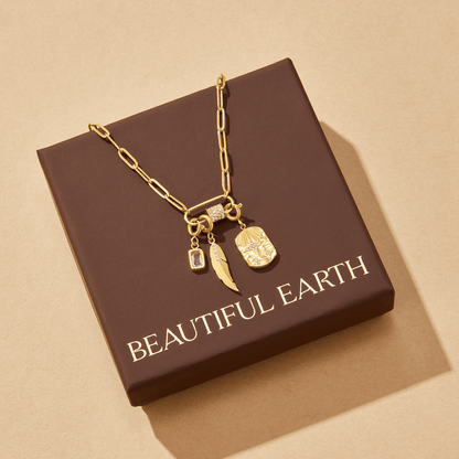 Crystal Paperclip Charm Necklace Set