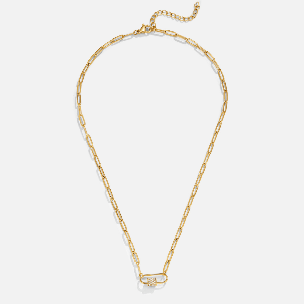 Crystal Paperclip Charm Necklace Set