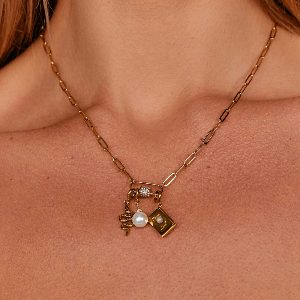 Crystal Paperclip Charm Necklace Set