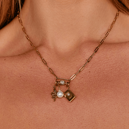 Crystal Paperclip Charm Necklace Set