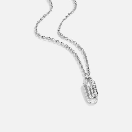 Crystal Paperclip Silver-Tone Necklace