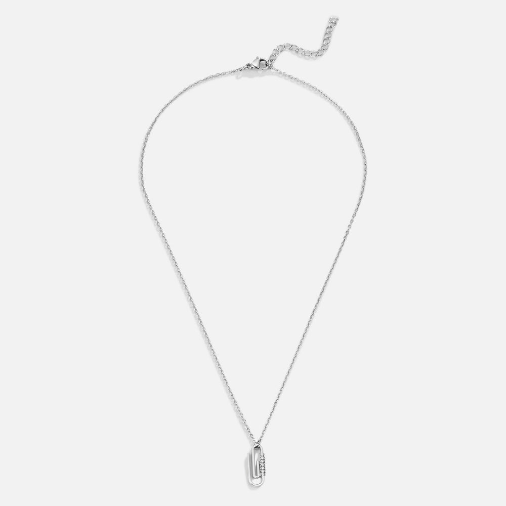 Crystal Paperclip Silver-Tone Necklace