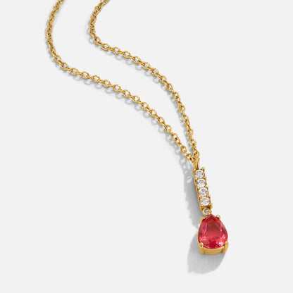 Crystal Ruby Red Teardrop Necklace