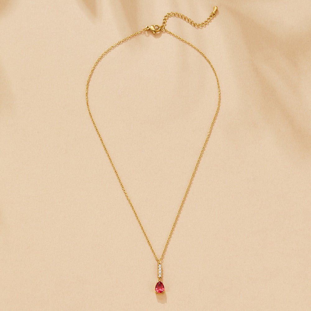 Crystal Ruby Red Teardrop Necklace