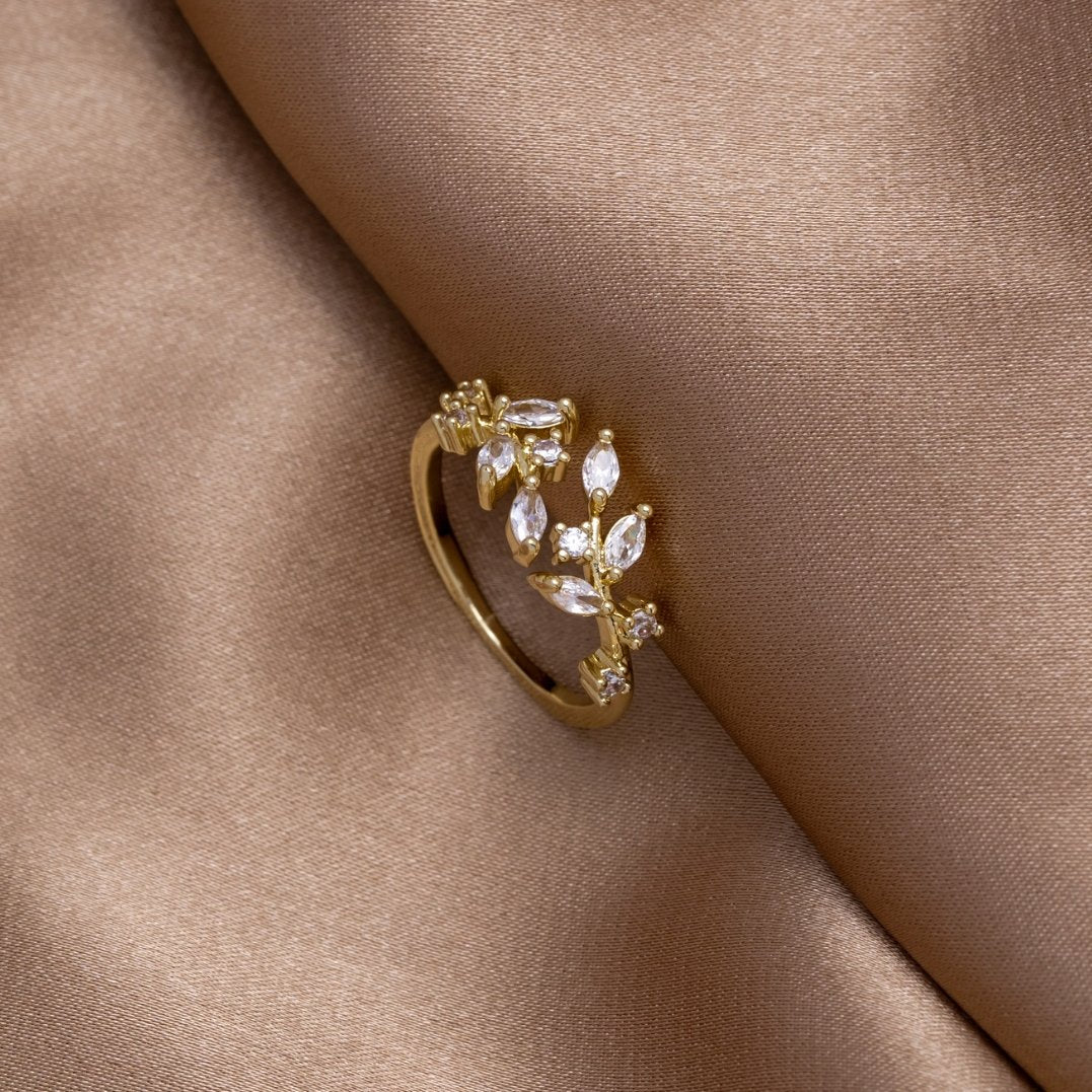 Gold-Tone Crystal Vine Ring