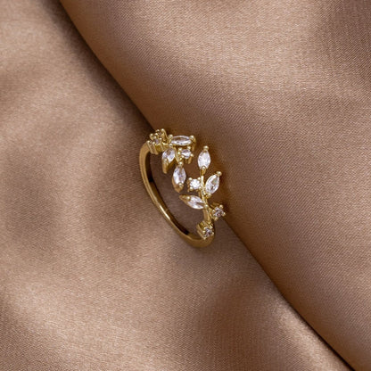 Gold-Tone Crystal Vine Ring
