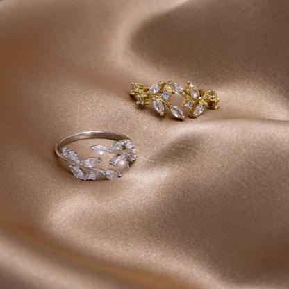 Gold-Tone Crystal Vine Ring