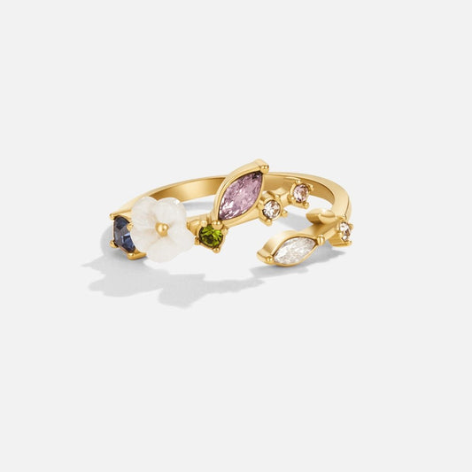 White Blossom Gold-Tone Ring