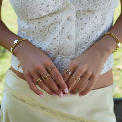 White Blossom Gold-Tone Ring