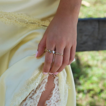 White Blossom Gold-Tone Ring