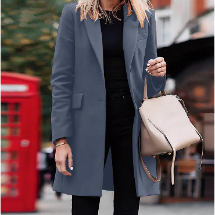 Women's Mid Length Blazer – Sharp Tailoring with Double-Breasted Front