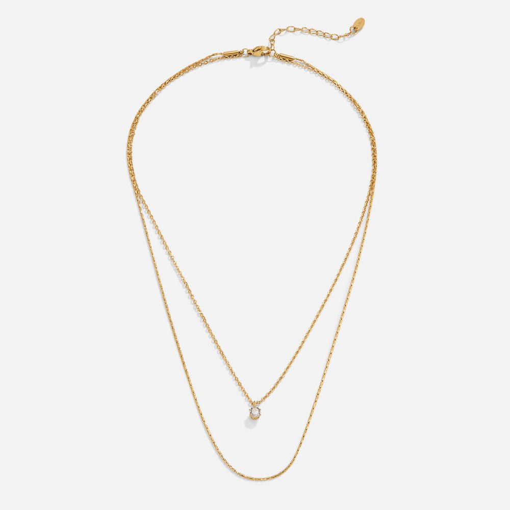 Dina Layered Gold-Tone Crystal Necklace