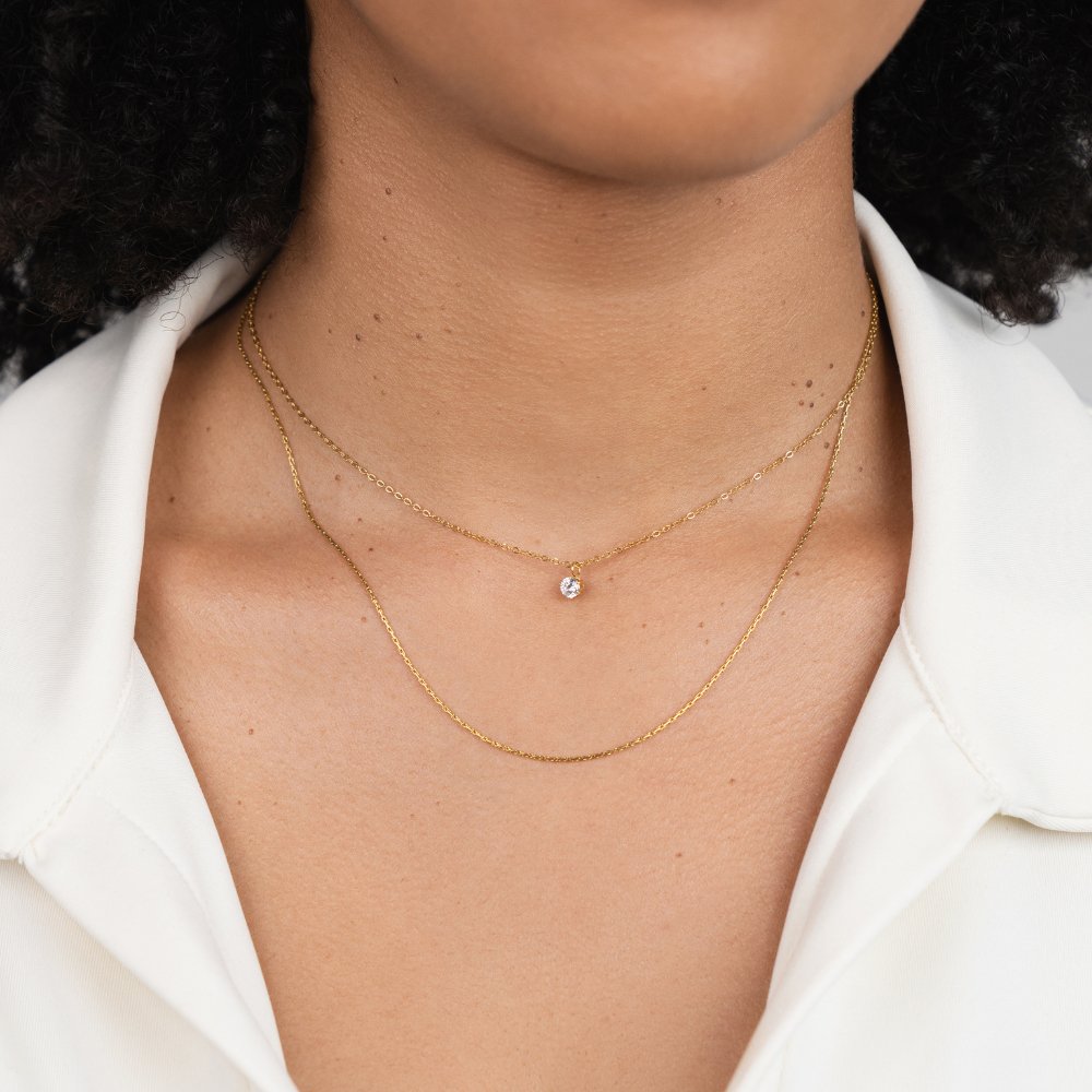 Dina Layered Gold-Tone Crystal Necklace