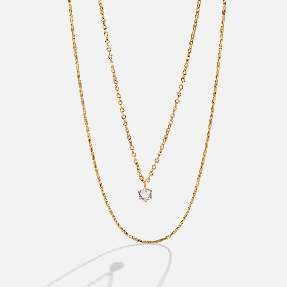 Dina Layered Gold-Tone Crystal Necklace