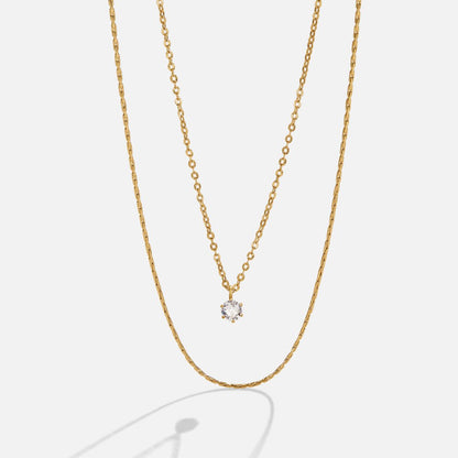 Dina Layered Gold-Tone Crystal Necklace