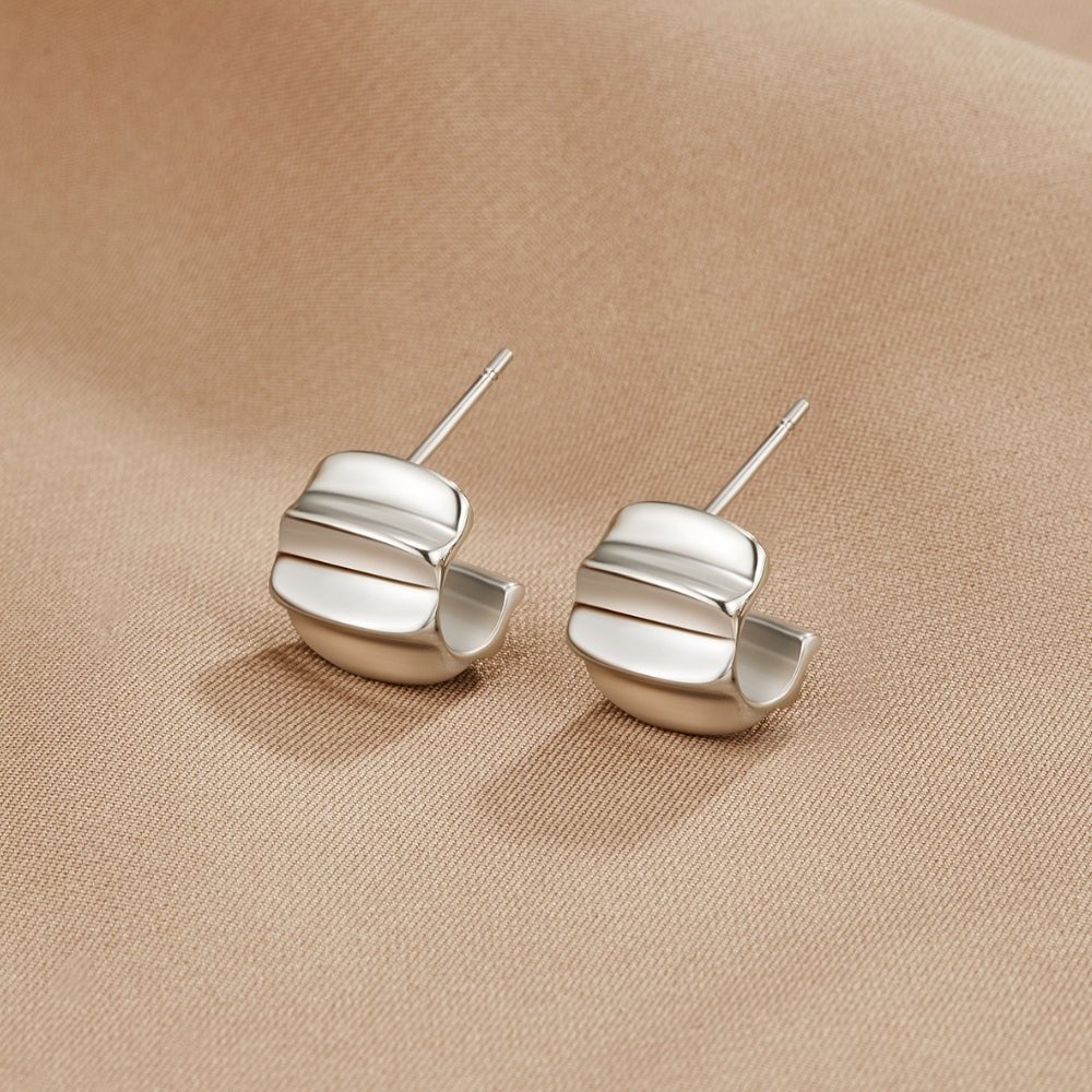 Elsa Mini Wave Silver-Tone Hoop Earrings