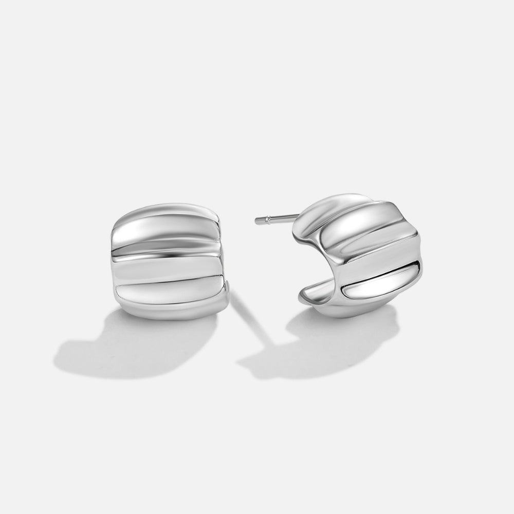 Elsa Mini Wave Silver-Tone Hoop Earrings