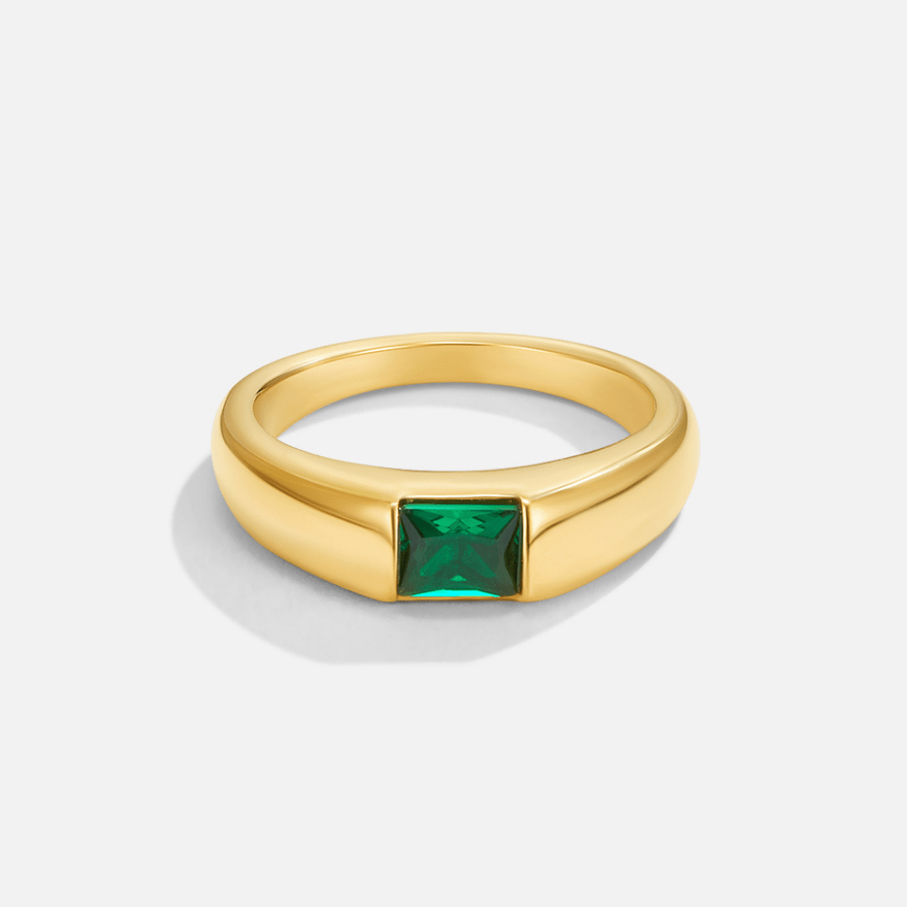 Ember Gold-Tone Emerald Green Ring