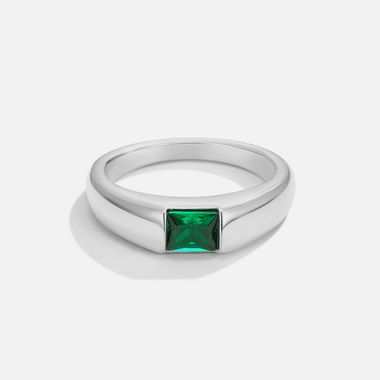 Ember Silver-Tone and Emerald Green Ring