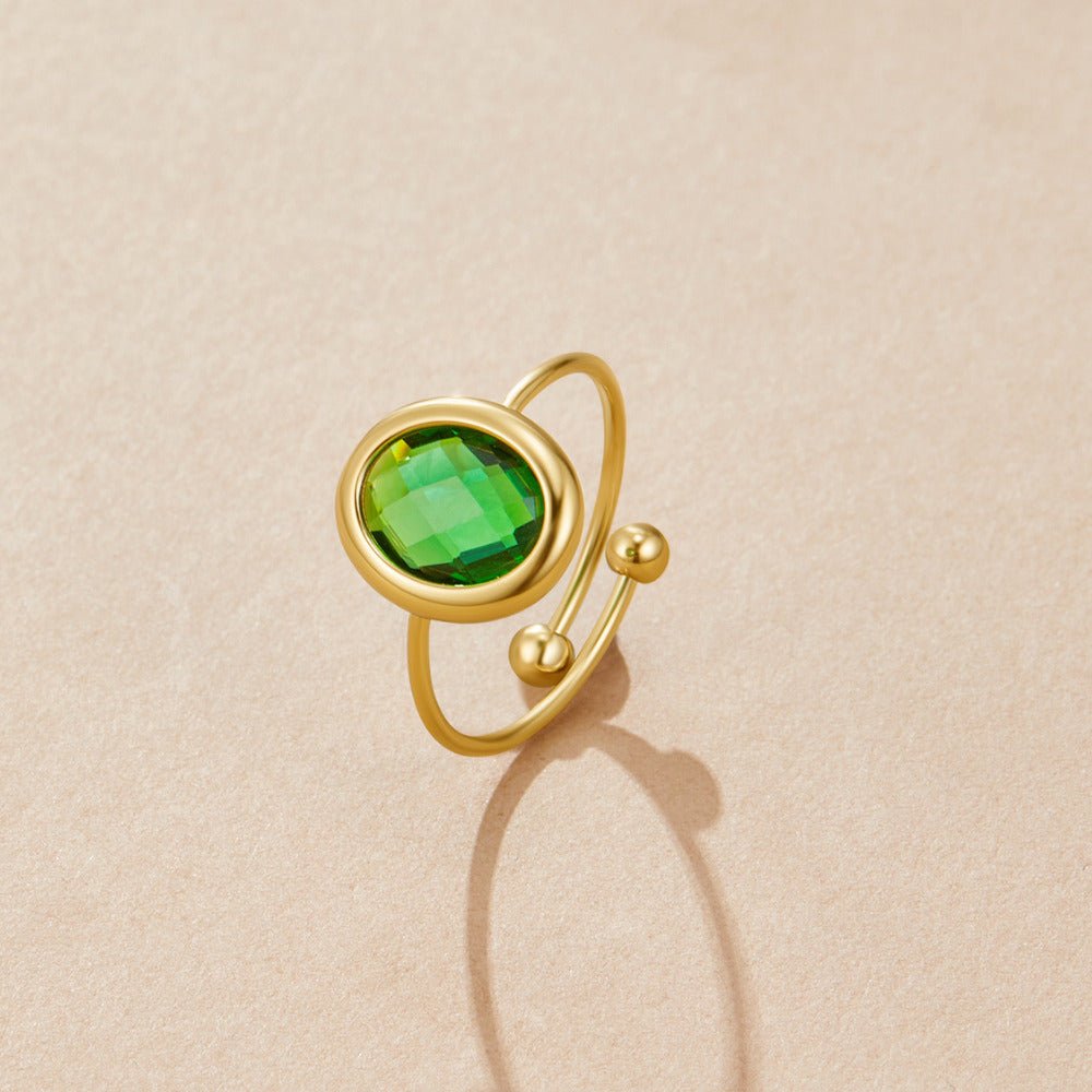 Emerald Green Crystal Gold-Tone Ring