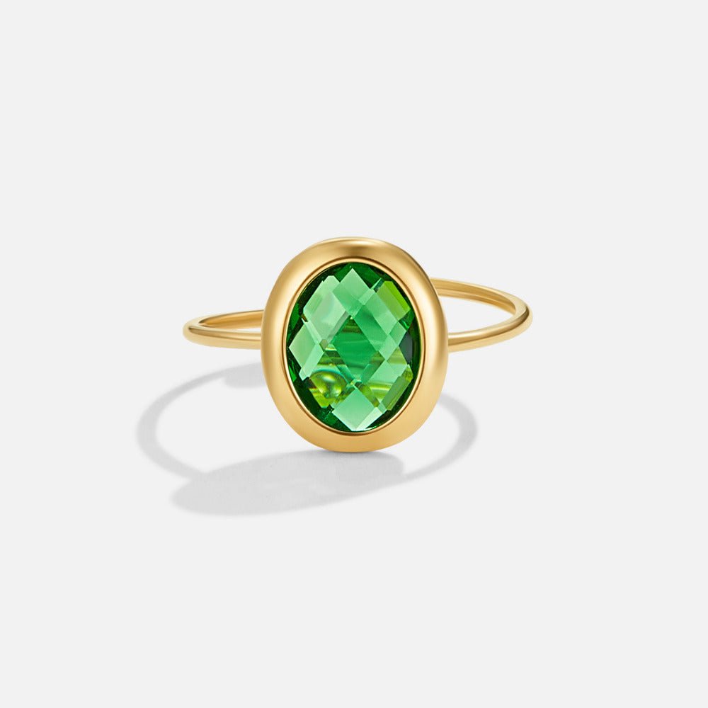 Emerald Green Crystal Gold-Tone Ring