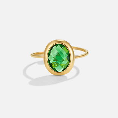 Emerald Green Crystal Gold-Tone Ring