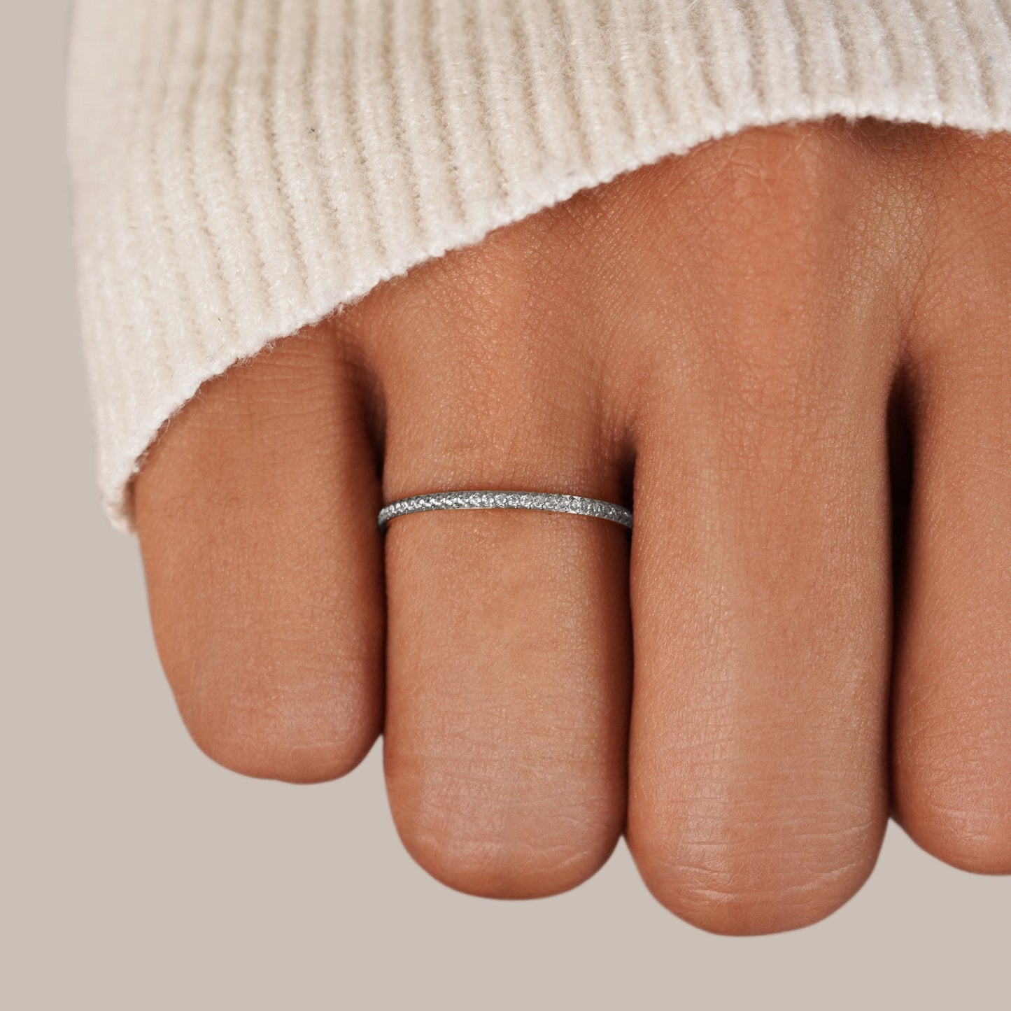 Silver-Tone Eternity Crystal Ring
