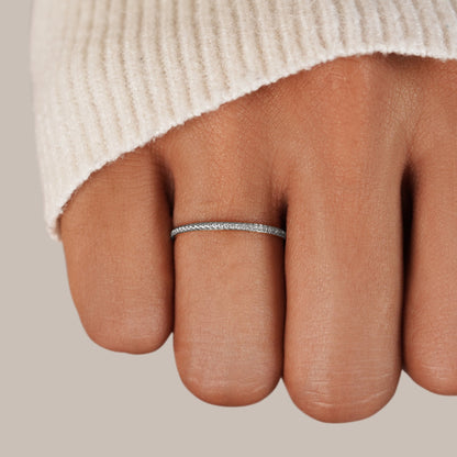 Silver-Tone Eternity Crystal Ring