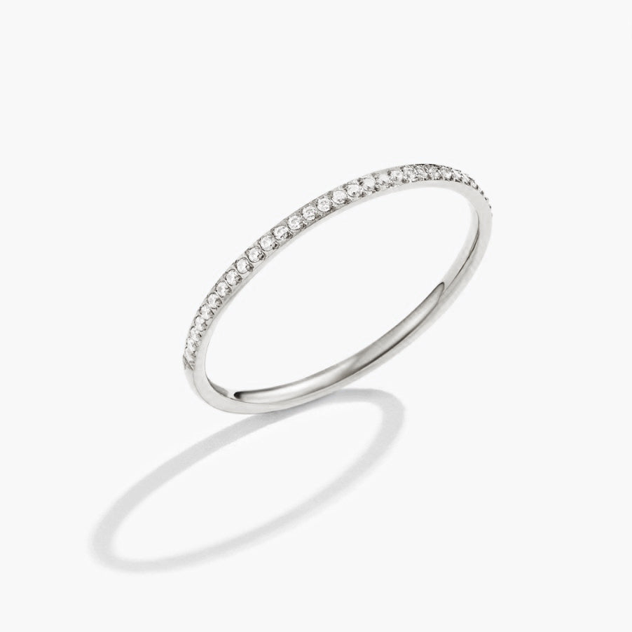 Silver-Tone Eternity Crystal Ring