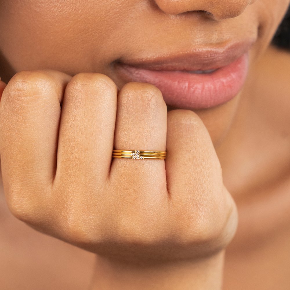 Eula Gold-Tone and Crystal Band Ring