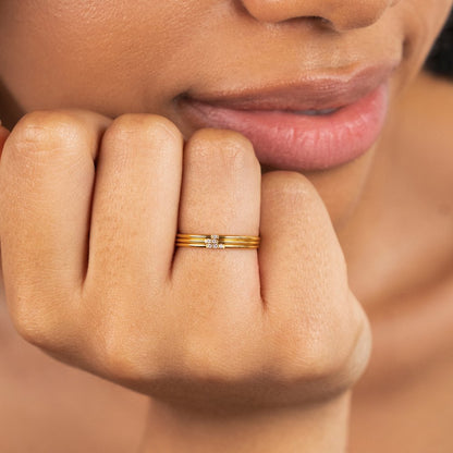 Eula Gold-Tone and Crystal Band Ring Set