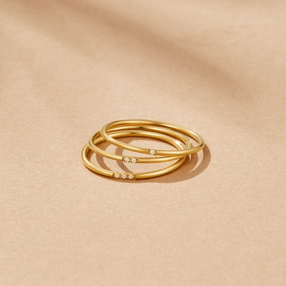 Eula Gold-Tone and Crystal Band Ring Set