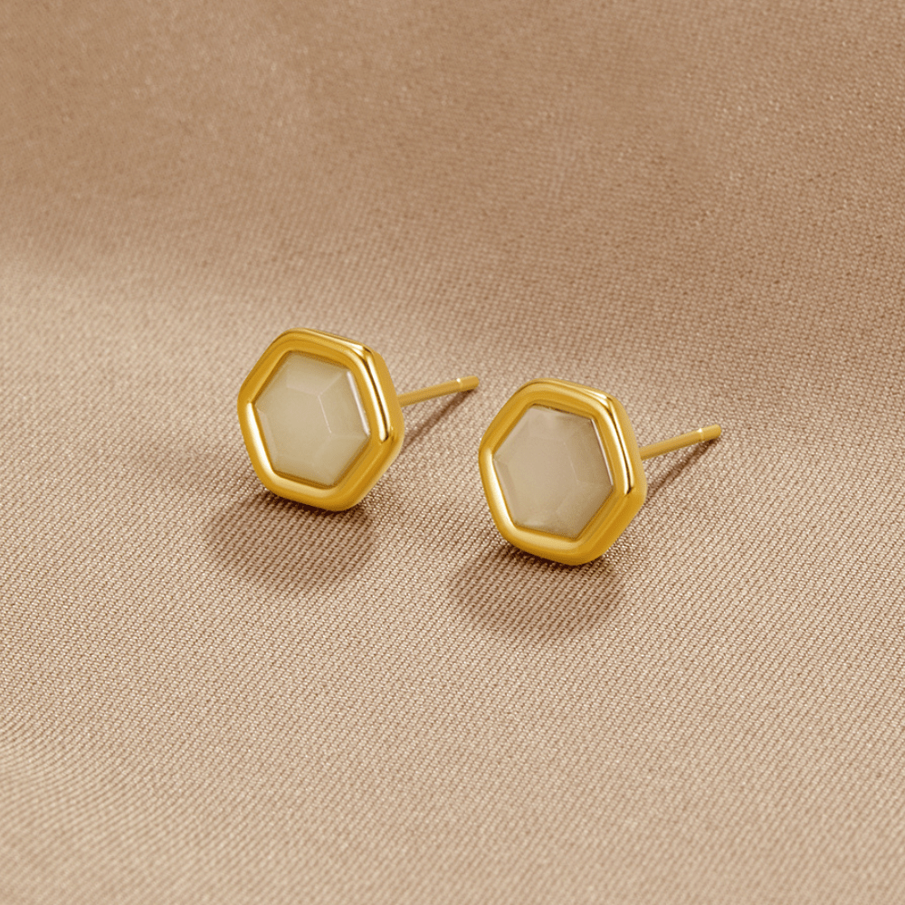 Eva Moonstone-Effect Stud Earrings