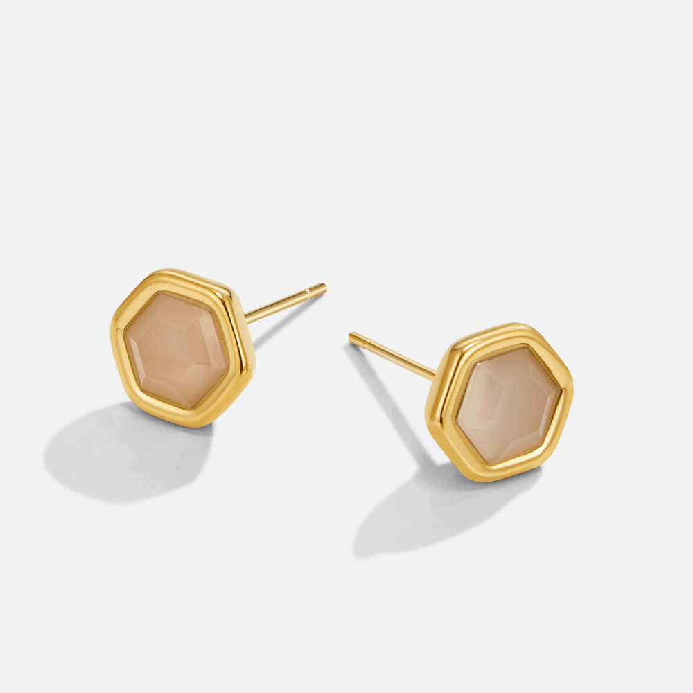 Eva Moonstone-Effect Stud Earrings