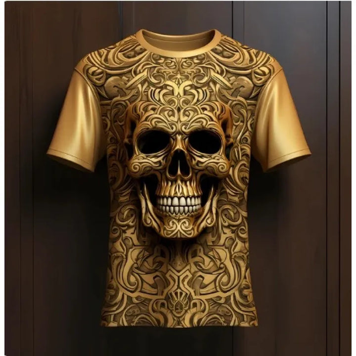 Cotton Men's 3D Skull Graphic T-Shirt – Relaxed European Fit
