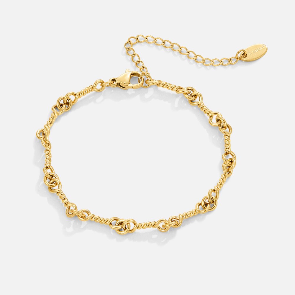 Figaro Gold-Tone Knot Chain Bracelet