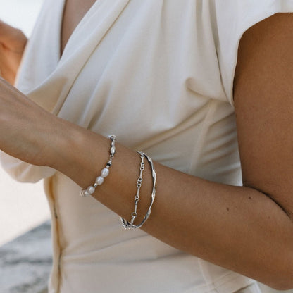 Figaro Silver-Tone Chain Bracelet