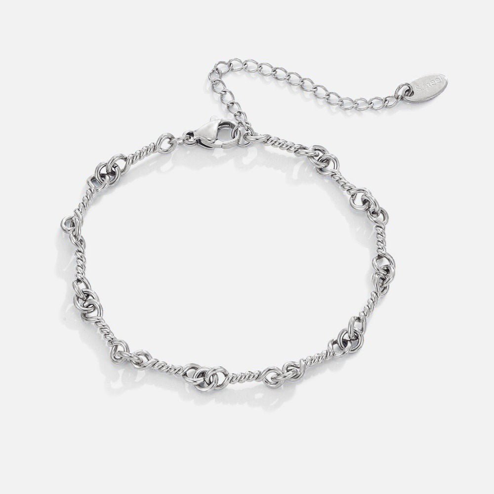 Figaro Silver-Tone Chain Bracelet