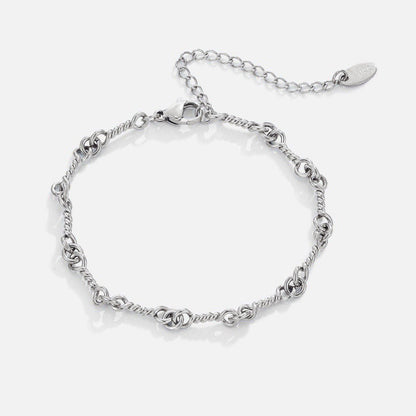 Figaro Silver-Tone Chain Bracelet