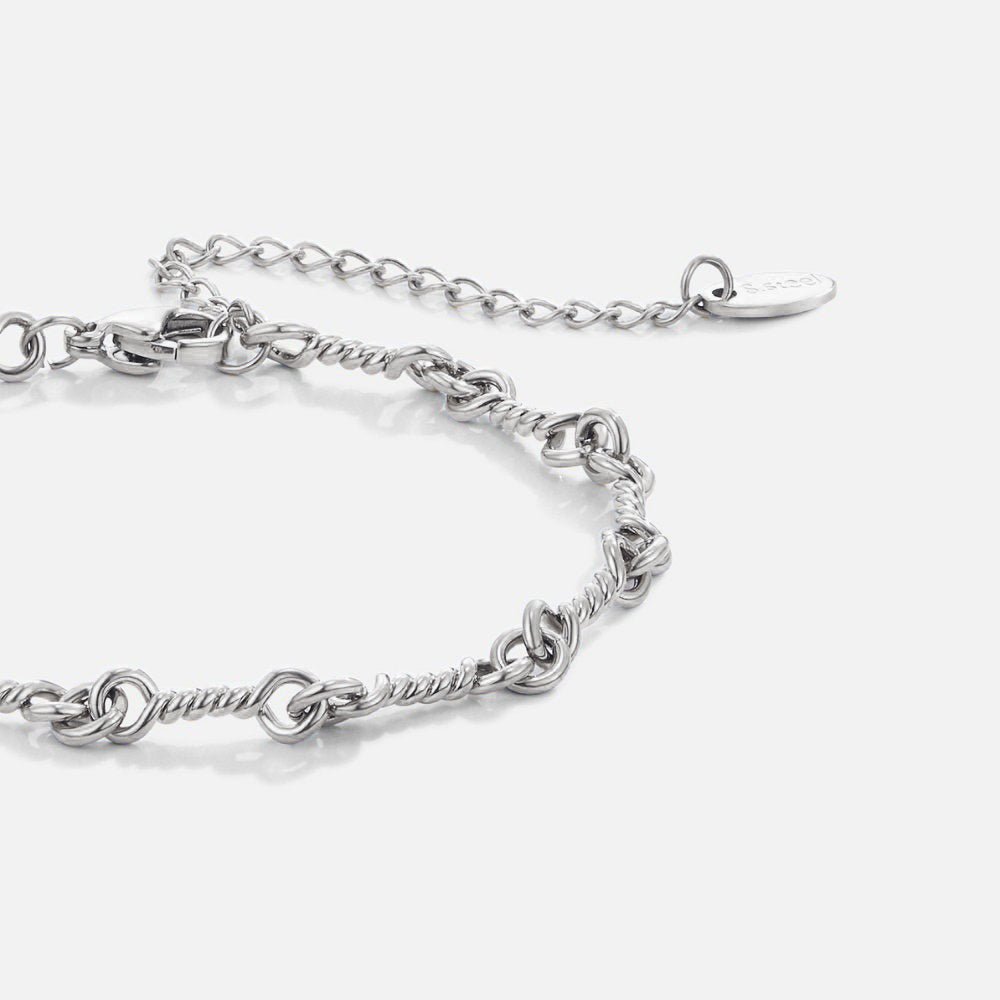 Figaro Silver-Tone Chain Bracelet