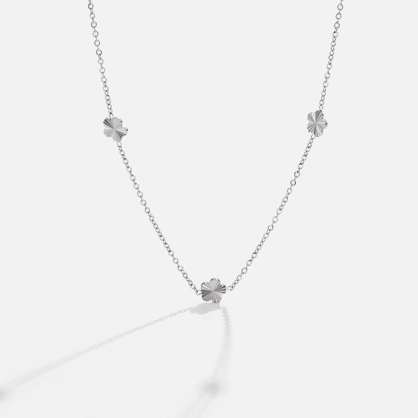Silver-Tone Flower Chain Necklace