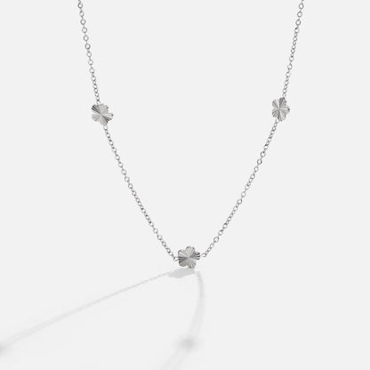 Silver-Tone Flower Chain Necklace