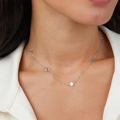 Silver-Tone Flower Chain Necklace