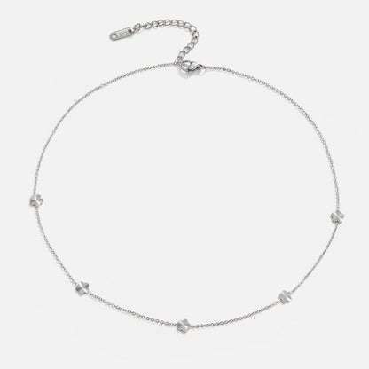 Silver-Tone Flower Chain Necklace